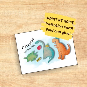 Druckbare Einladung Kindergeburtstag Dinos - Einladung Dinosaurier - Kids Party  - Einladungskarte zum ausdrucken - Einladung zum basteln
