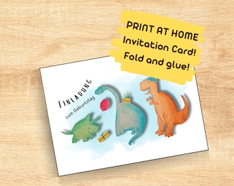 Dinosaur Birthday Invitation – Printable Kids Party Card (PDF & JPEG)