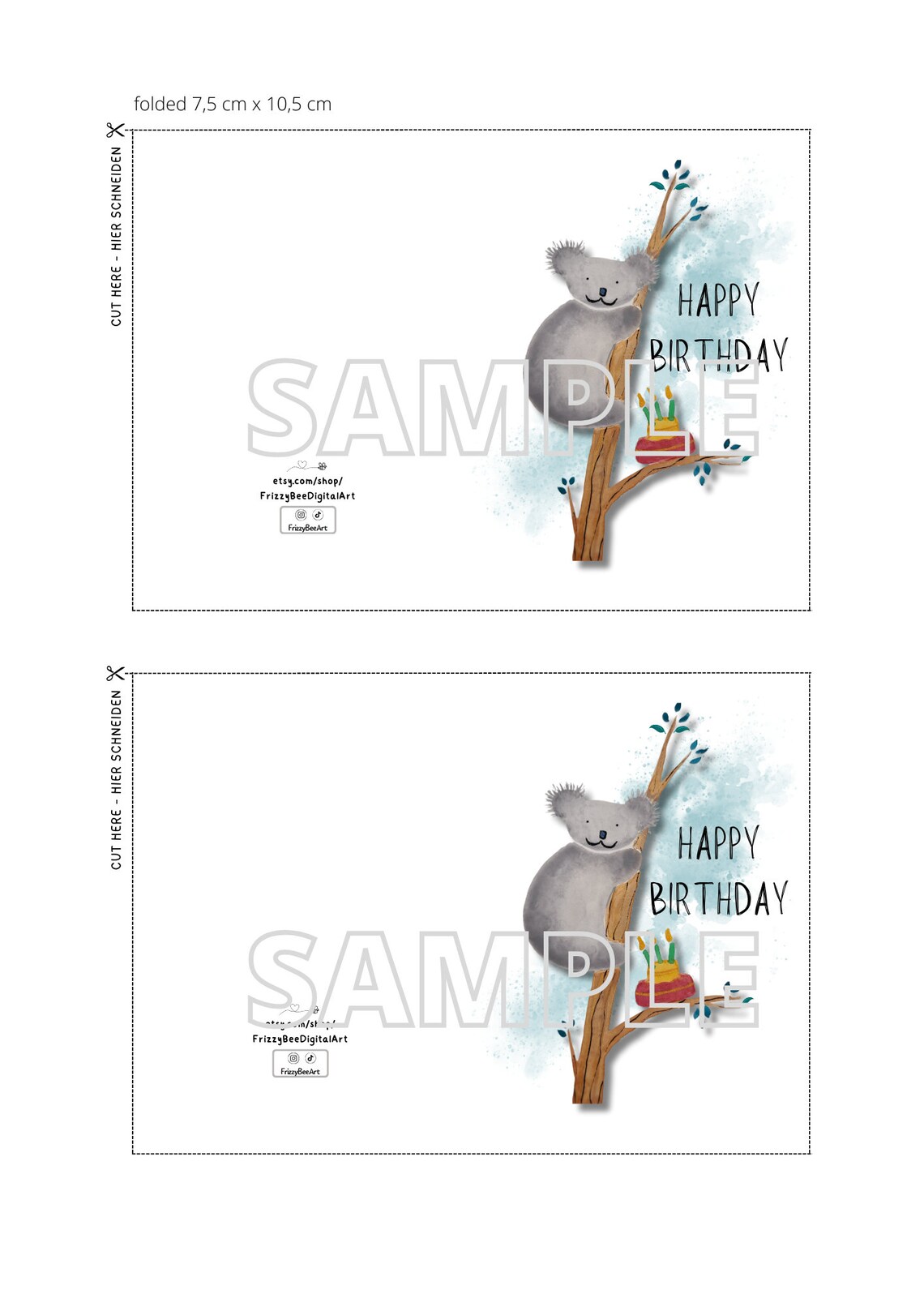 Printable Birthday Card - Digital Download Happy Birthday Koala ...