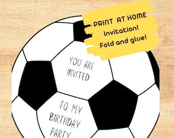 Invitación imprimible para fiesta de fútbol infantil (dobla y pega) (descarga digital)