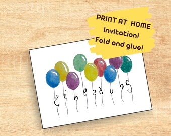 Faire-part à imprimer - Fête d'enfants pour enfants Luftballons zum selber drucken Kids Party Einladungskarte Geburtstag Kinder