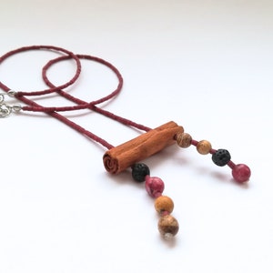 Handcrafted Cinnamon Scented Necklace: Afghan Jasper Lava Stone Boho Jewelry