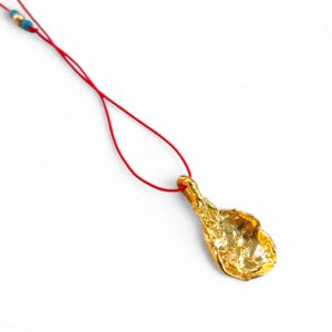 Handmade Ancient Mace Necklace – 24K Gold Plated Brass Pendant on Red Cord
