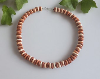 Terracotta Brown Disc Beaded Necklace