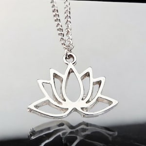 Silver Lotus Flower Pendant Necklace | Nature Lover Floral Jewelry | New Beginnings Gift