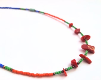 Multi Color Seed Bead Coral Necklace