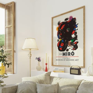 Joan Miro Exhibition Print, Mid Century Modern, Joan Miro Poster, Surrealist Printable Wall Art, Printable Wall Art, Digital Download