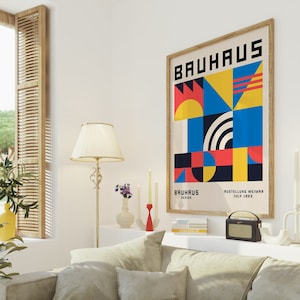 Bauhaus Art Print, Retro Geometric Wall Art, Printable Bauhaus Art, Museum Poster, Bauhaus Print, Exhibition Poster, Minimalist Print