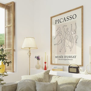 Cartel de Pablo Picasso, Arte de danza Picasso, Decoración de arte de pared de galería, Arte minimalista vintage de una sola línea, Cartel de exposición, Descarga digital