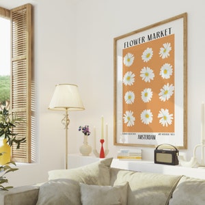 Flower Market Wall Art, Gallery Wall Art, Flower Market Poster, Botanical Print, Amsterdam Flower Market, Retro Poster, Printable Wall Art