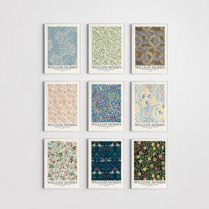 William MORRİS Set of 9 Prints, Morris Gallery Wall Set, Floral Landscape, Mid Century Poster, Fine Art Wall Print, Morris Exhibition Poster