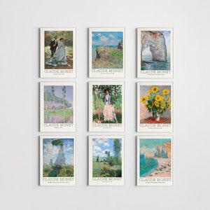 Claude Monet Poster Set of 9, Monet Exhibition Set Poster, Monet Painting, Vintage Wall Poster, Monet Printable Poster, Monet Vintage Poster