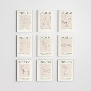Picasso Set of 9 Poster, Gallery Wall Set,  Mid Century Poster, Picasso Printable Poster, Picasso Exhibition Poster, Modern Home Poster