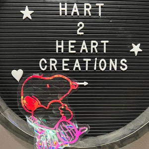 Snoopy suncatcher / Snoopy / Pink suncatcher / Holographic suncatcher / suncatcher