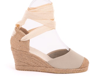 Lace Up Women Flats, Rope Sole Shoes, Handmade Espadrille, Flat Espadrilles, Tie Up Flat Shoes, Made in Türkiye  Heel Height 7cm - 2.75 inch