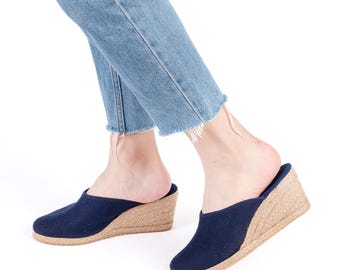 Women's Summer Linen Espadrilles organic vegan sustainable - canvas (7cm - 2.75inch) Made in Türkiye