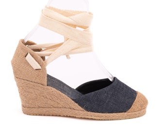 Lace Up Women Flats, Rope Sole Shoes, Handmade Espadrille, Flat Espadrilles, Tie Up Flat Shoes, Made in Türkiye  Heel Height 7cm - 2.75 inch