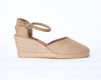 Women's Summer Linen Espadrilles organic vegan sustainable - canvas (7cm - 2.75inch) Made in Türkiye