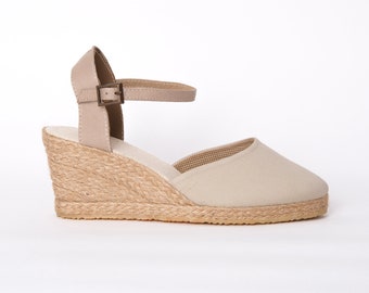 Women's Summer Linen Espadrilles organic vegan sustainable - canvas (7cm - 2.75inch) Made in Türkiye