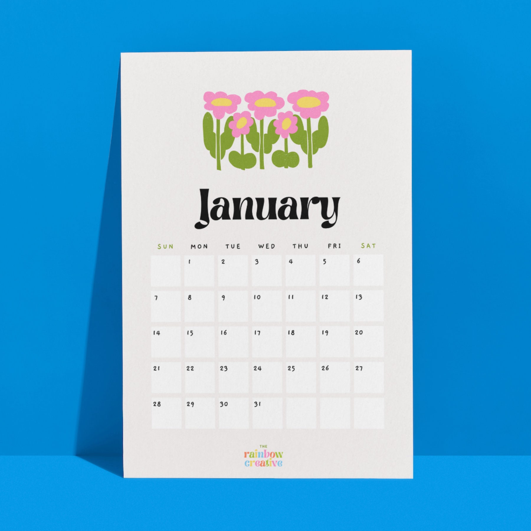 2024 Colourful Calendar // Printable Calendar 2024, Floral Calendar ...