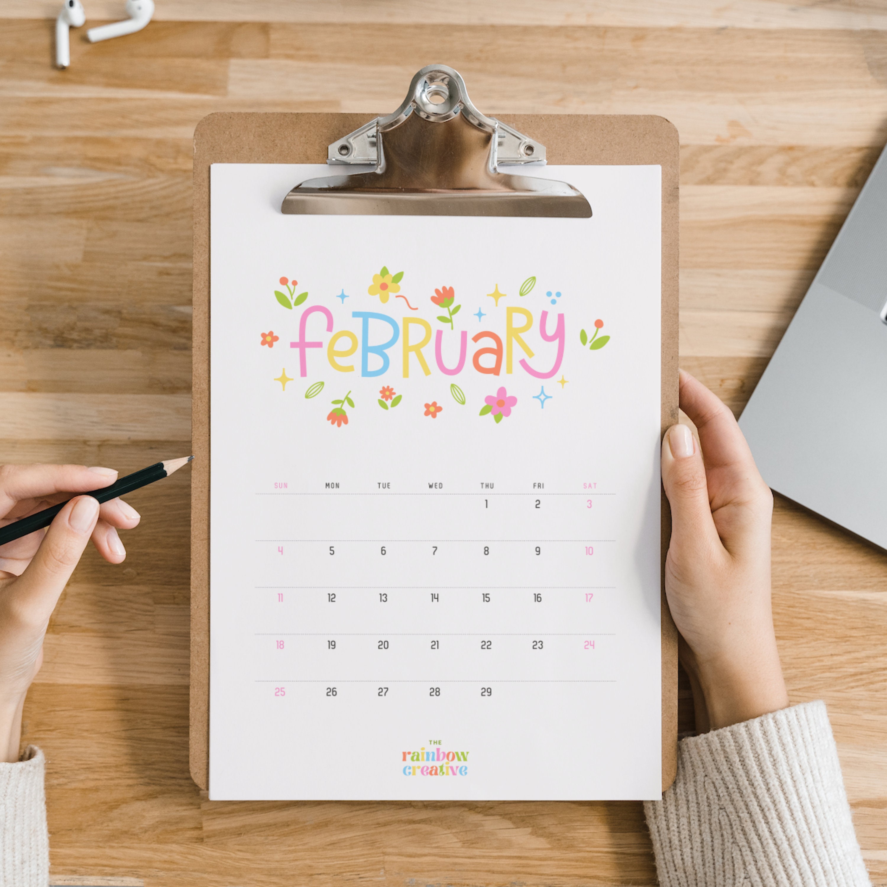 2024 Colourful Calendar // Printable Calendar 2024 Cute Etsy
