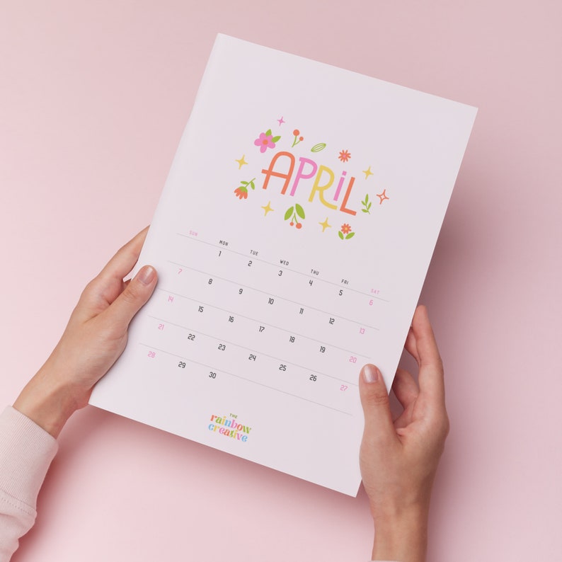 2024 Colourful Calendar // Printable Calendar 2024 Cute Etsy