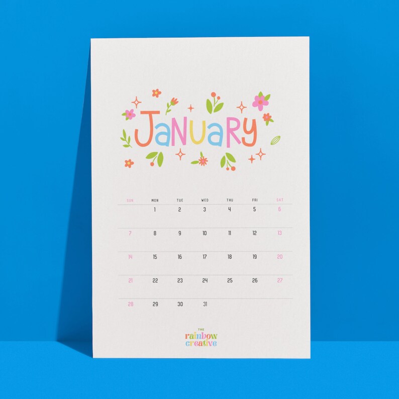 2024 Colourful Calendar // Printable Calendar 2024 Cute - Etsy
