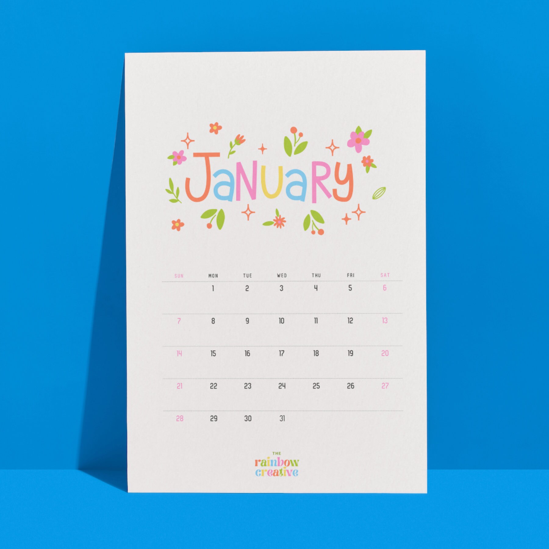 2024 Colourful Calendar // Printable Calendar 2024 Cute Etsy