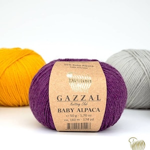 GAZZAL Baby Alpaca , Alpaca Yarn, Natural Fiber Yarn, Merino Wool, Pure Wool Alpaca, Knitting and Crochet Wool, Superfine Alpaca, Peru Wool