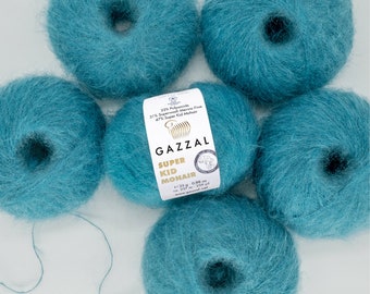 GAZZAL Super Kid Mohair Yarn, Kid Mohair, Merino Wool Yarn, Yarn for Knitting, Luxury Fluffy Knitting Wool, Crochet Yarn, Super Fine Mohair