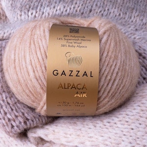 Gazzal Alpaca Air Yarn: Soft Baby Alpaca Merino Wool Blend
