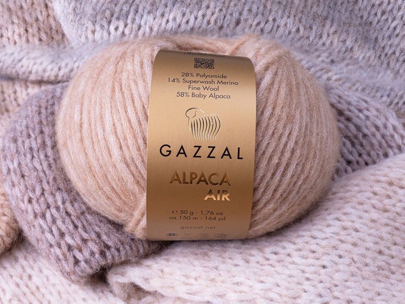 GAZZAL Alpaga Air, mélange de laine mérinos bébé alpaga doux, fil d'aran, fil peignée, fil de soufflage moyennement épais, fil artistique, fil pour pulls image 1