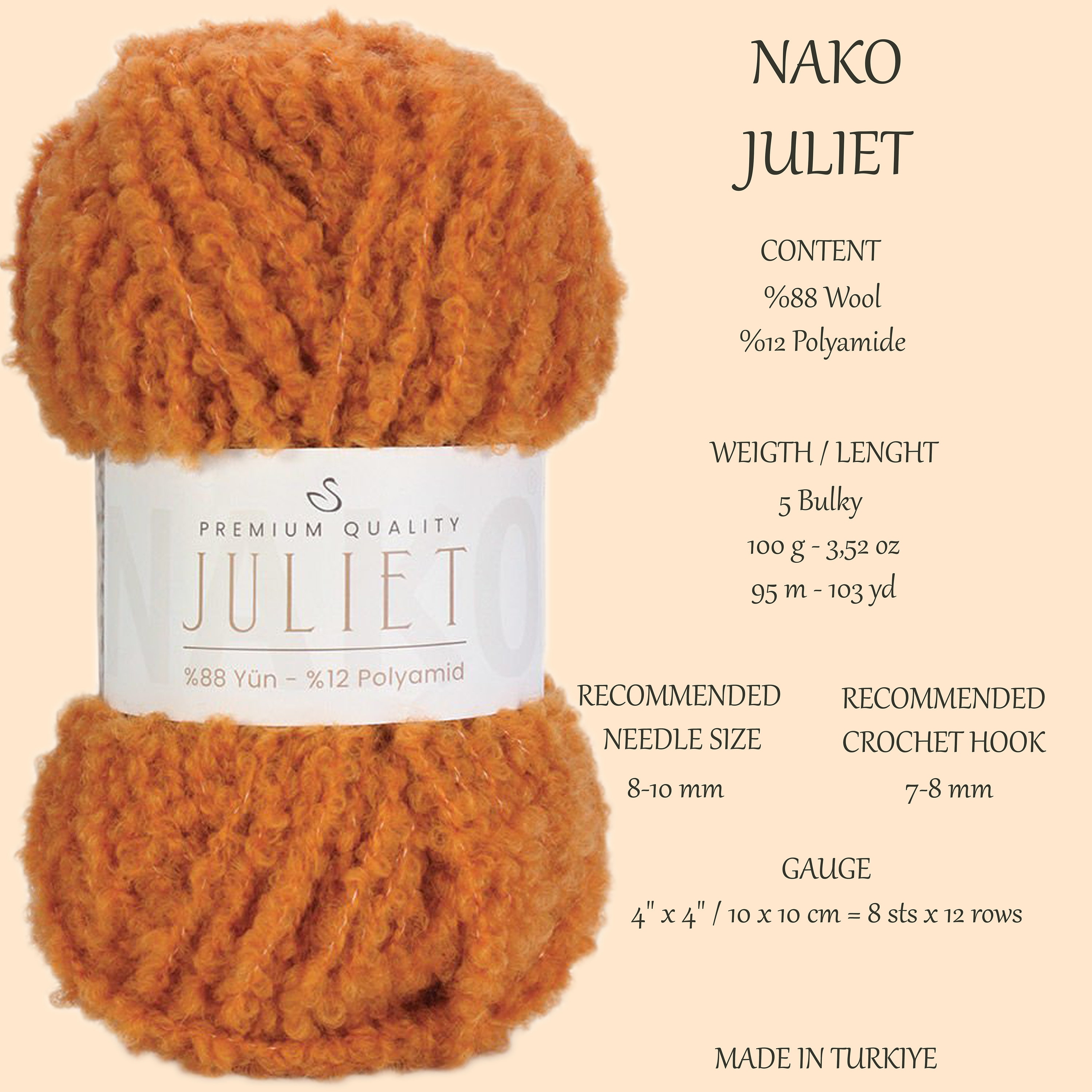Nako Boucle Yarn, Bulky Knitting Wool, Chunky Boucle Wool