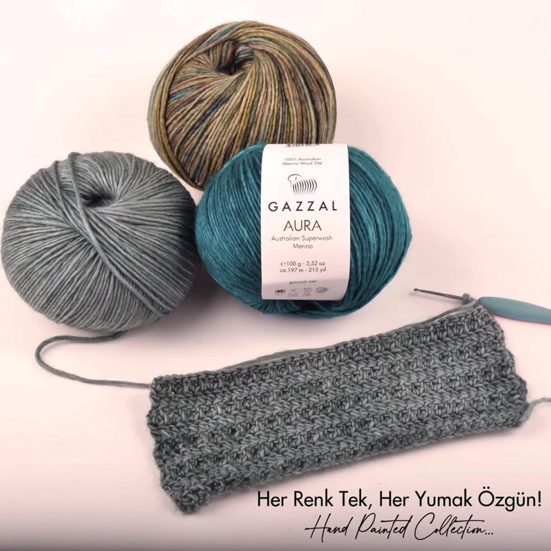 Gazzal Aura Yarn: Hand-Painted Australian Merino Wool, 100g DK Light Worsted bild 8