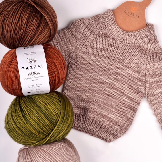 Gazzal Aura Yarn: Hand-Painted Australian Merino Wool, 100g DK Light Worsted