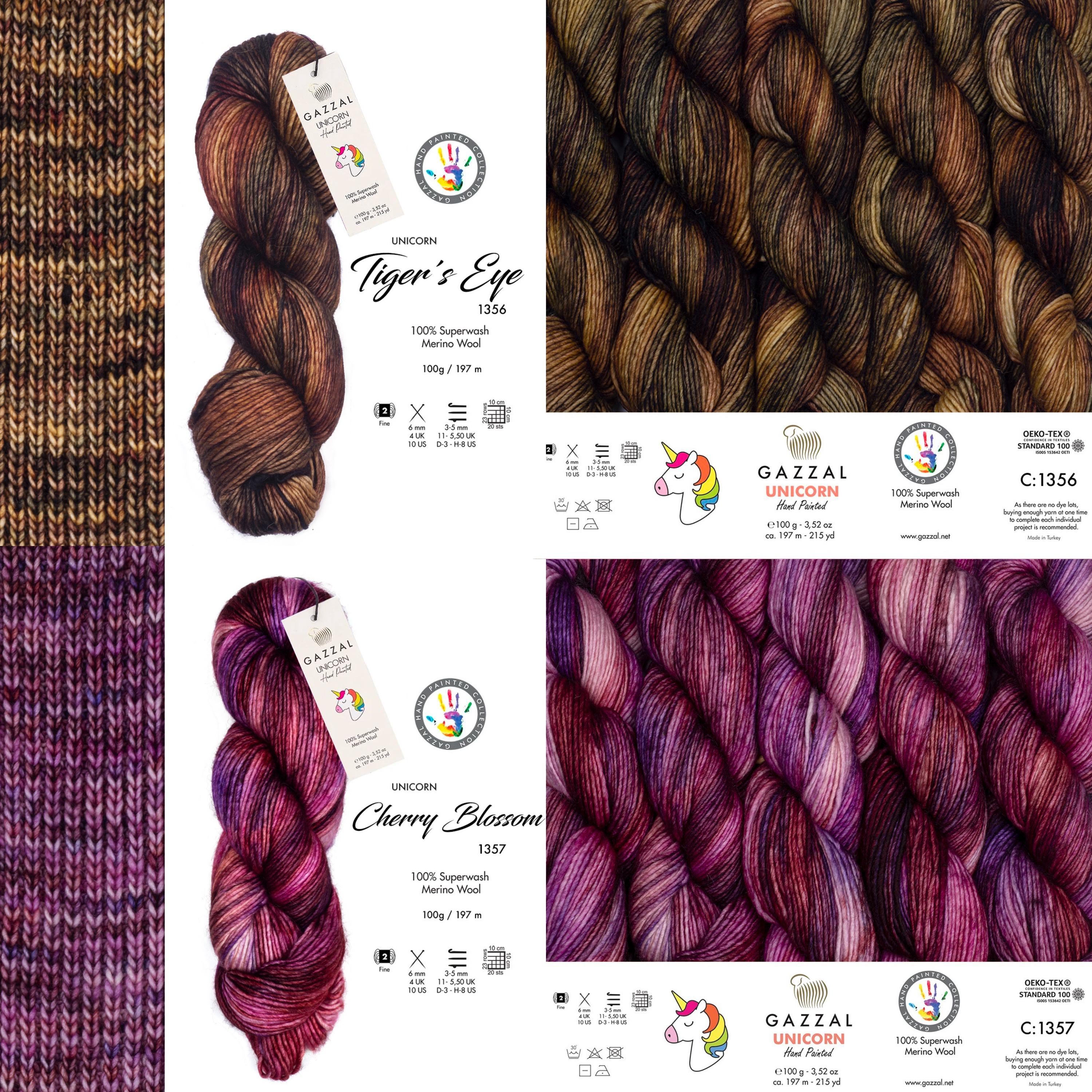 Gazzal Unicorn Hand-dyed Superwash Merino Wool Yarn: DK Light