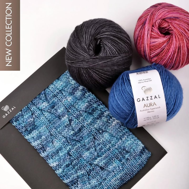 Gazzal Aura Yarn: Hand-Painted Australian Merino Wool, 100g DK Light Worsted bild 5