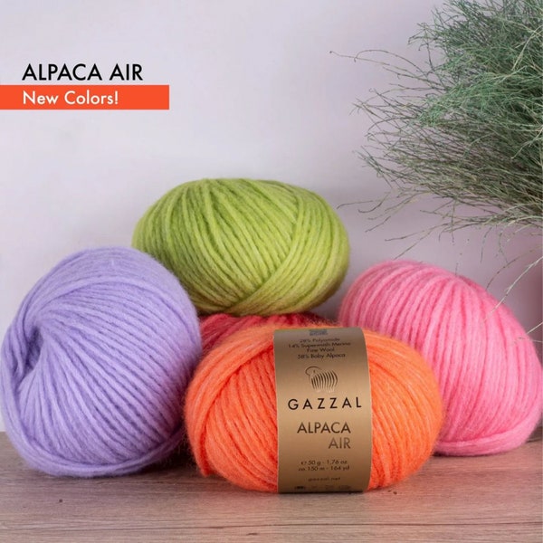 Alpaca Air, Baby Alpaca Wool, Merino Blend Yarn, Blow Yarn, Aran Wool, Worsted Yarn, Soft Fluffy Yarn, Sweater Yarn, Gazzal Alpaca Air