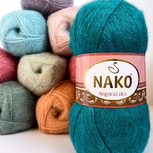 Filato Nako Angora Luks, filato per maglieria e uncinetto in morbido mohair, filato dalla consistenza soffice, filato leggero per scialli, lana delicata per maglioni