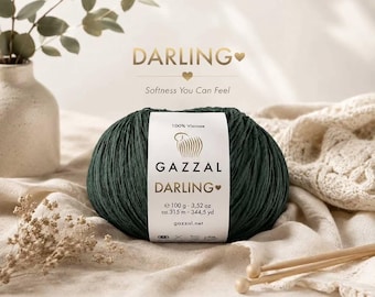Filato Gazzal Darling 100% viscosa, morbido e setoso, ideale per uncinetto e maglia estivi (100 g, 344 yd)