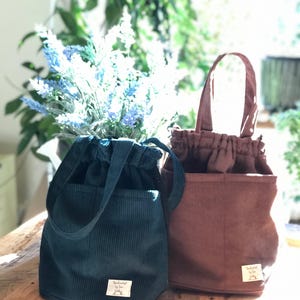 Corduroy Drawstring Bucket Bag: Fall Crossbody Bag