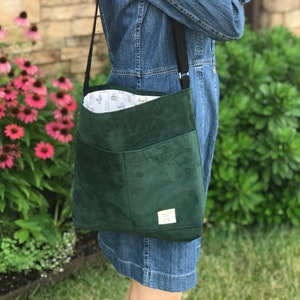 Dark Green microSuede Tote Bag | Messenger Bag l Shoulder Bag