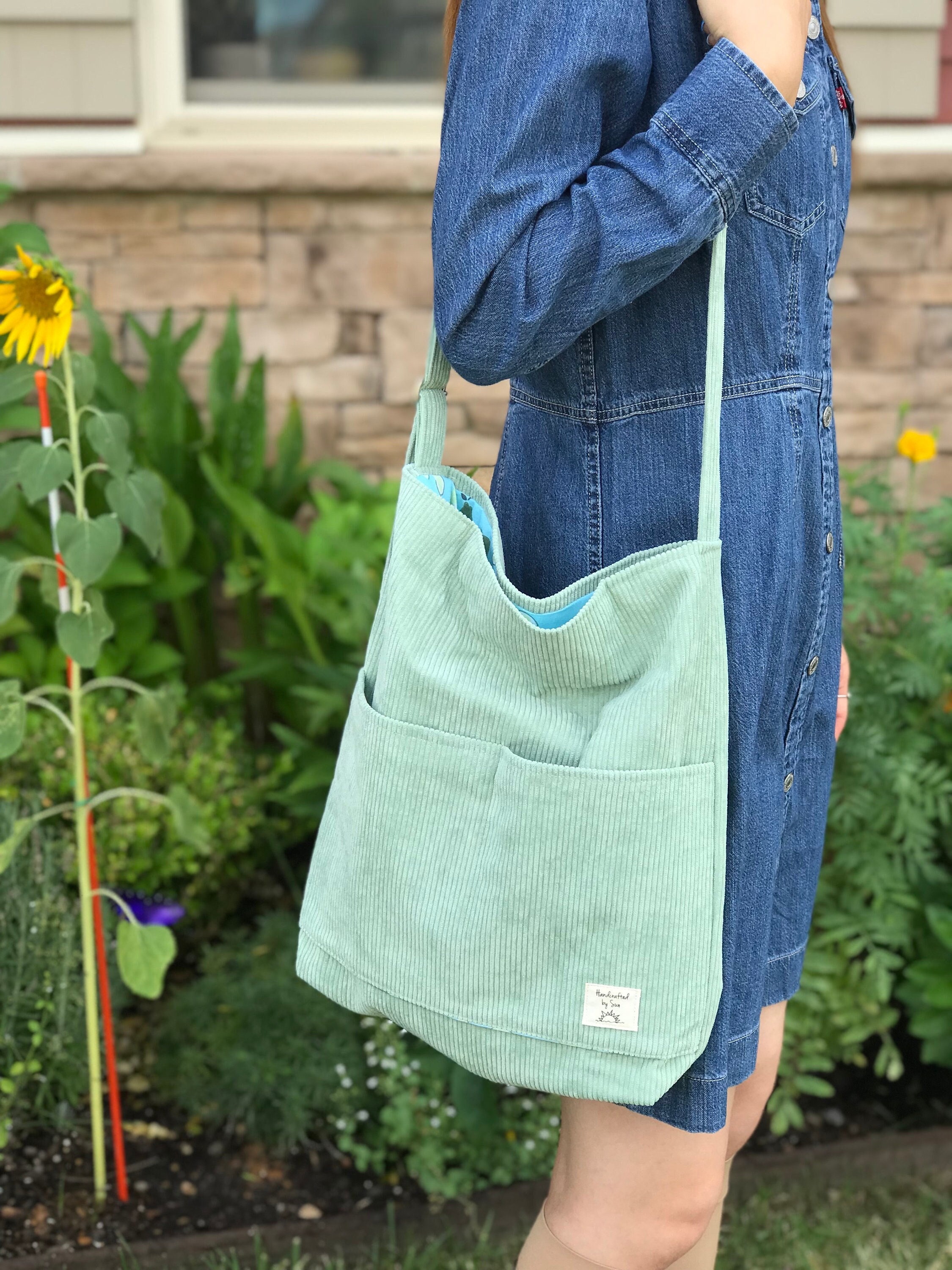 Corduroy Tote Bag Pastel Color Cute Tote Bag Shoulder Bag 