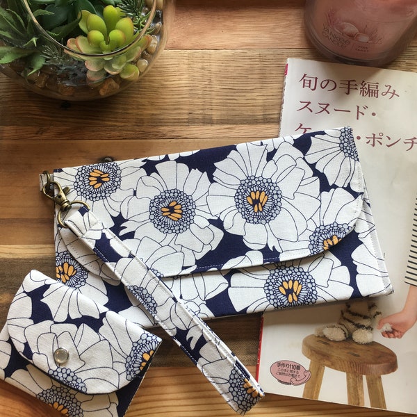 Handmade Clutch Purse and Card Purse Set - Unique Fabric from South Korea - Perfect Bridesmaid, Mother's Day, or Friendship Gift