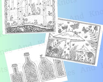 New! Fantasy Coloring Pages | Three Pack | Digital Download