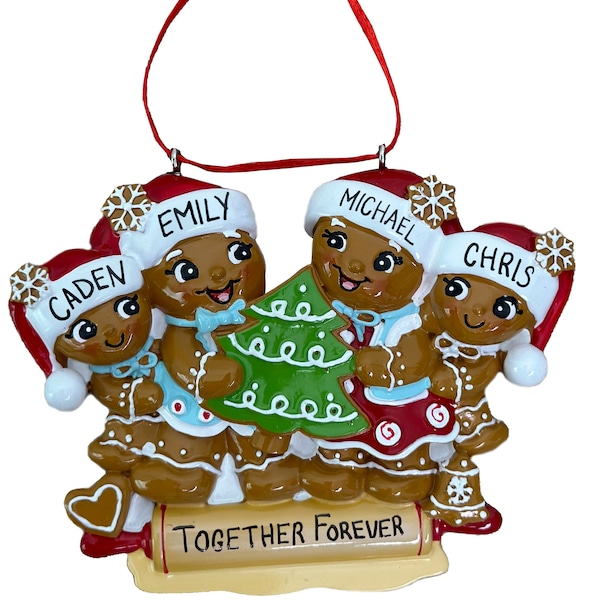 personalized nostalgic gingerbread family ornament, multiple family sizes available, cute christmas gifts for 2022