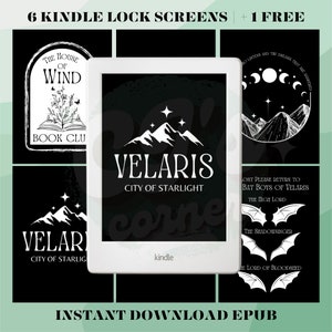 6 kindle lock screen + 1 free | basic paperwhite oasis screensaver wallpaper bundle epub | acotar rhysand feyre bat boys velaris starlight