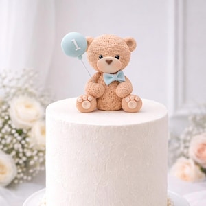 Fondant Teddy Bear Cake Topper: Beary First Birthday -  Baby Shower Decor