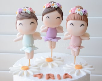 Handmade Fairy Fondant Cake Toppers: Girl Birthday Party
