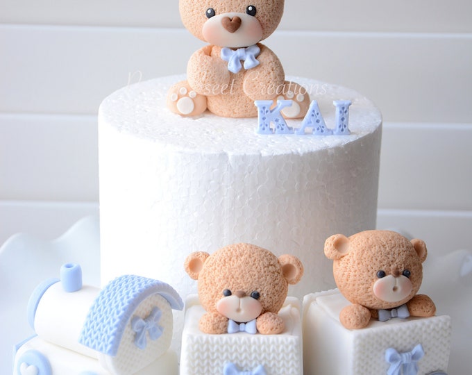 Fondant Teddy Bear Cake Toppers - Baby Shower - First Birthday - Etsy